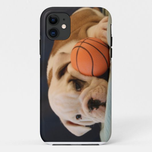 Engelse Bulldog Basketbal Puppy Case-Mate iPhone Case (Achterkant)