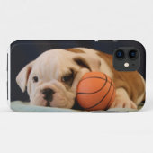 Engelse Bulldog Basketbal Puppy Case-Mate iPhone Case (Achterkant (horizontaal))