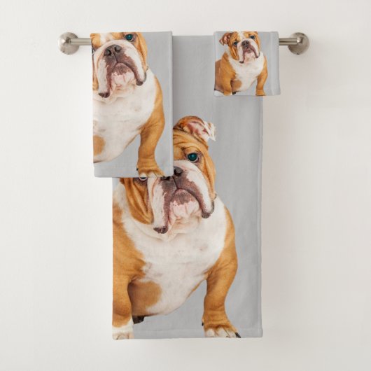 Engelse Bulldog Bathroom Bad Handdoek (Insitu)