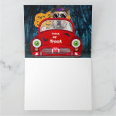 Engelse Bulldog Bestuurt Auto Griezige Halloween  Kaart (Binnen)
