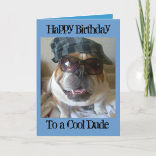 Engelse Bulldog Birthday Card, Cool Man Kaart
