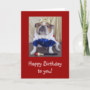 Engelse Bulldog Birthday Card, Royalty Kaart