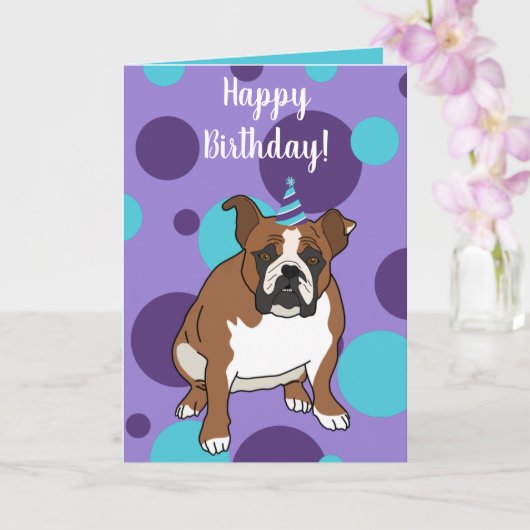  Engelse Bulldog Birthday Kaart (Orchidee)