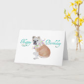 Engelse Bulldog Birthday Kaart (Gele Bloem)
