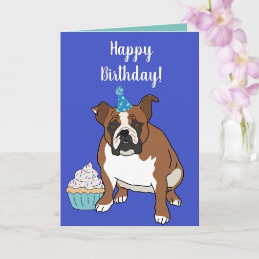  Engelse Bulldog Birthday Kaart (Orchidee)