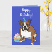  Engelse Bulldog Birthday Kaart (Gele Bloem)