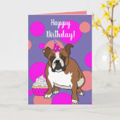  Engelse Bulldog Birthday Kaart (Gele Bloem)