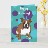Engelse Bulldog Birthday Kaart (Gele Bloem)