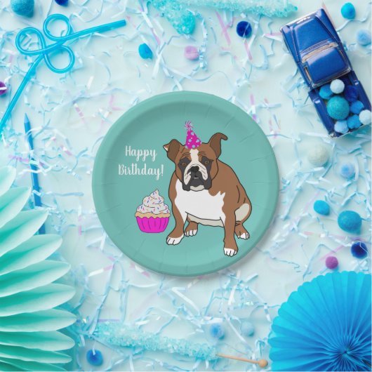  Engelse Bulldog Birthday Papieren Bordje (Feest)