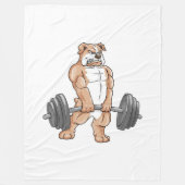 Engelse Bulldog Bodybuilder Weightlift Barbell Fleece Deken (Voorkant)
