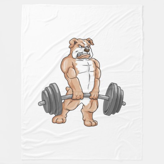Engelse Bulldog Bodybuilder Weightlift Barbell Fleece Deken (Voorkant)