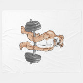 Engelse Bulldog Bodybuilder Weightlift Barbell Fleece Deken (Voorkant (Horizontaal))