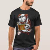 Engelse Bulldog Book Reading Dog Funny Pet T-shirt (Voorkant)