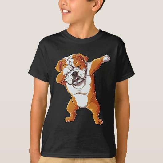 Engelse Bulldog Boys Dab Dance Puppy Lover T-shirt (Voorkant)