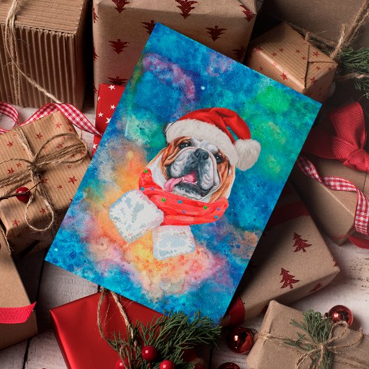 Engelse Bulldog Breed Dog Kerstmis Feestdagenkaart