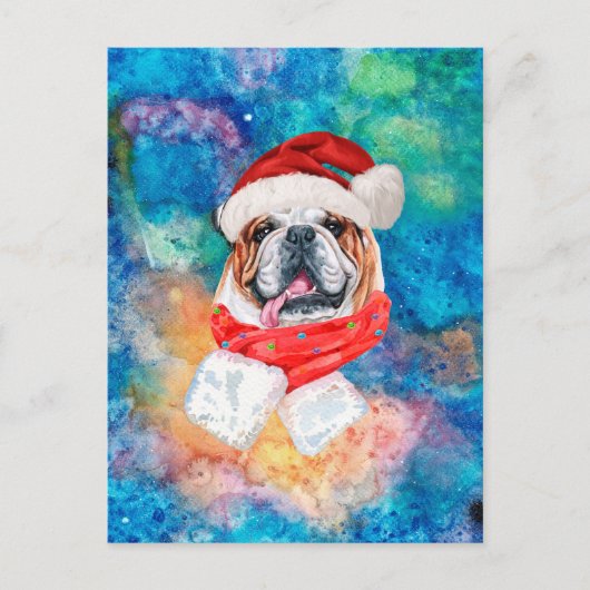 Engelse Bulldog Breed Dog Kerstmis Feestdagenkaart (Voorkant)