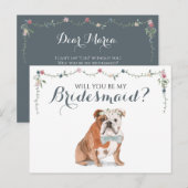 Engelse Bulldog Bridal Party be My Bridesmaid Uitnodiging Briefkaart (Voorkant / Achterkant)