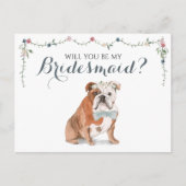 Engelse Bulldog Bridal Party be My Bridesmaid Uitnodiging Briefkaart (Voorkant)