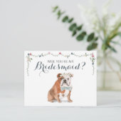 Engelse Bulldog Bridal Party be My Bridesmaid Uitnodiging Briefkaart (Staand voorkant)