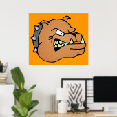 Engelse Bulldog Cartoon Poster (Thuiskantoor)