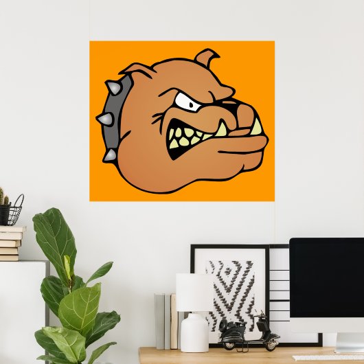 Engelse Bulldog Cartoon Poster (Thuiskantoor)