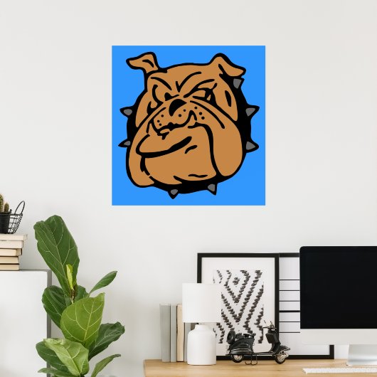 Engelse Bulldog Cartoon Poster (Thuiskantoor)
