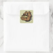 Engelse Bulldog Cartoon Vierkante Sticker (Tas)