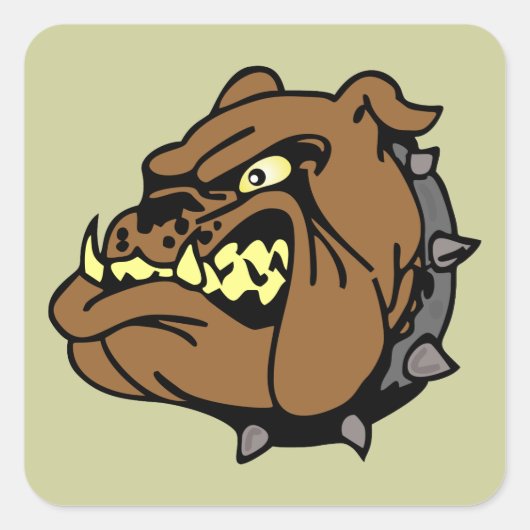 Engelse Bulldog Cartoon Vierkante Sticker (Voorkant)