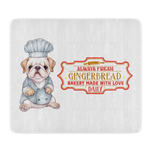 Engelse Bulldog Chef Baking Gingerbread Snijplank (Voorkant)