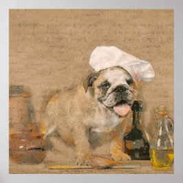 Engelse Bulldog Chef Kitchen Print
