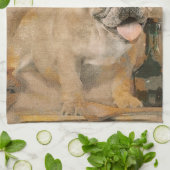 Engelse Bulldog Chef Kitchen Print Theedoek (Gevouwen)