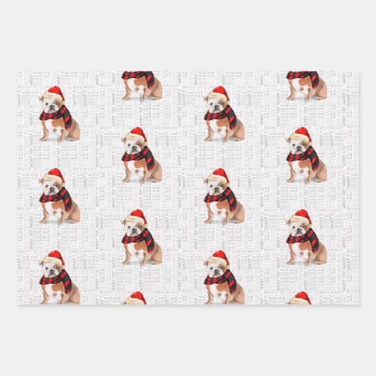 Engelse Bulldog Christmas Dog en Plaid Inpakpapier Vel (Voorkant 2)