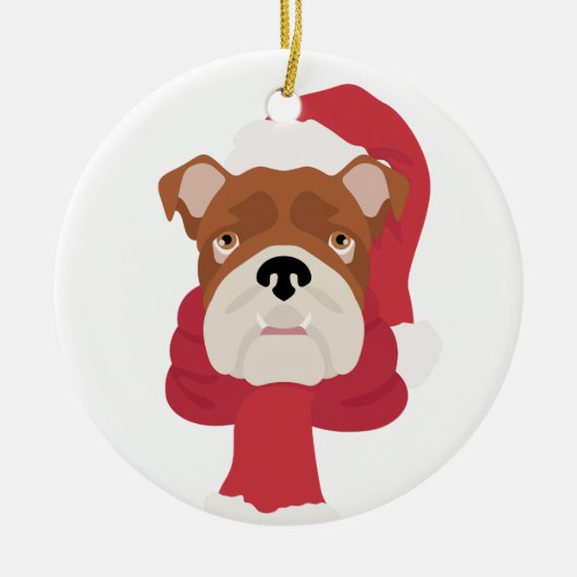 Engelse Bulldog Christmas Ornament (Voorkant)
