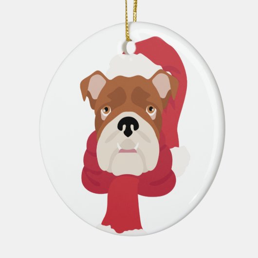 Engelse Bulldog Christmas Ornament (Links)