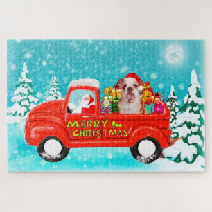 Engelse Bulldog Christmas Santa Delivery Truck Legpuzzel