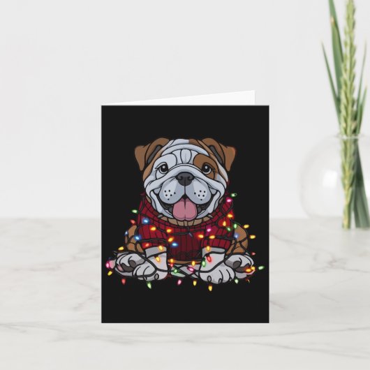 Engelse Bulldog Christmas Schattige Santa Pet voor Kaart (Voorkant)