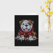 Engelse Bulldog Christmas Schattige Santa Pet voor Kaart (Gele Bloem)