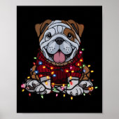 Engelse Bulldog Christmas Schattige Santa Pet voor Poster (Voorkant)