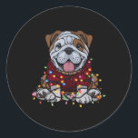 Engelse Bulldog Christmas Schattige Santa Pet voor Ronde Sticker<br><div class="desc">Engelse Bulldog Christmas Schattige Santa Pet voor Dierenvrienden 1</div>