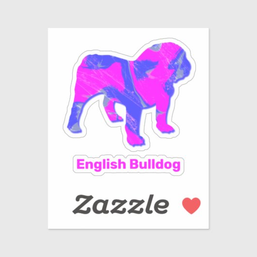 Engelse Bulldog Crazy Hot Pink & Blue Cut Stickers (Vel)