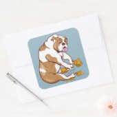 Engelse Bulldog Crochet Vierkante Sticker (Envelop)