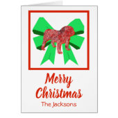 Engelse Bulldog Cute Kerstmis Dog & Bow Card (Voorkant)