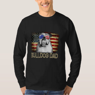 Engelse Bulldog Dad American Flag 4 juli Dog T-shirt
