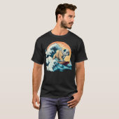 Engelse Bulldog die surft op de Grote Golf van T-shirt (Voorkant volledig)