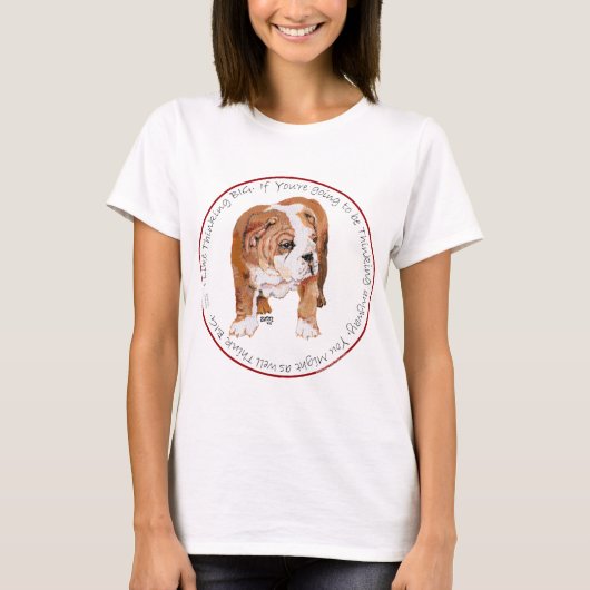 Engelse Bulldog Diep Denkend T-shirt (Voorkant)