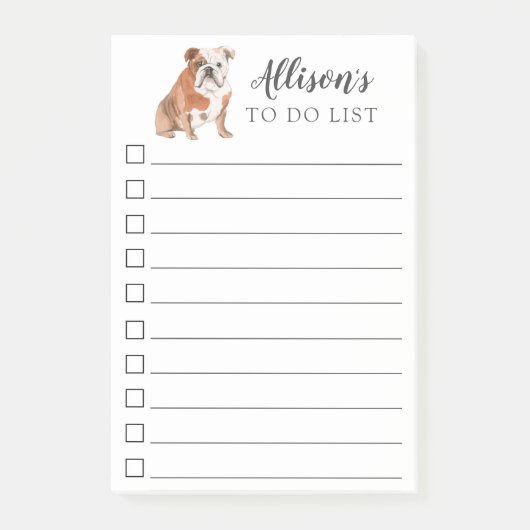 Engelse Bulldog Dog gepersonaliseerd om lijst te d Post-it® Notes (Voorkant)