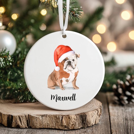 Engelse Bulldog Dog Kerstmis Keramisch Ornament