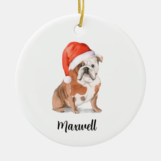 Engelse Bulldog Dog Kerstmis Keramisch Ornament (Voorkant)
