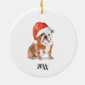 Engelse Bulldog Dog Kerstmis Keramisch Ornament (Achterkant)