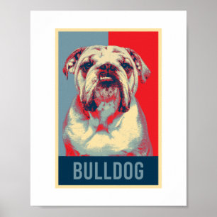 Engelse Bulldog Dog Portrait Pop Art Poster